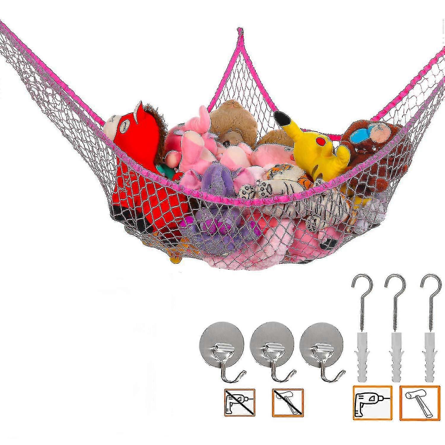 Hamac géant pour animaux en peluche, filet d'angle, grand filet suspendu, rose