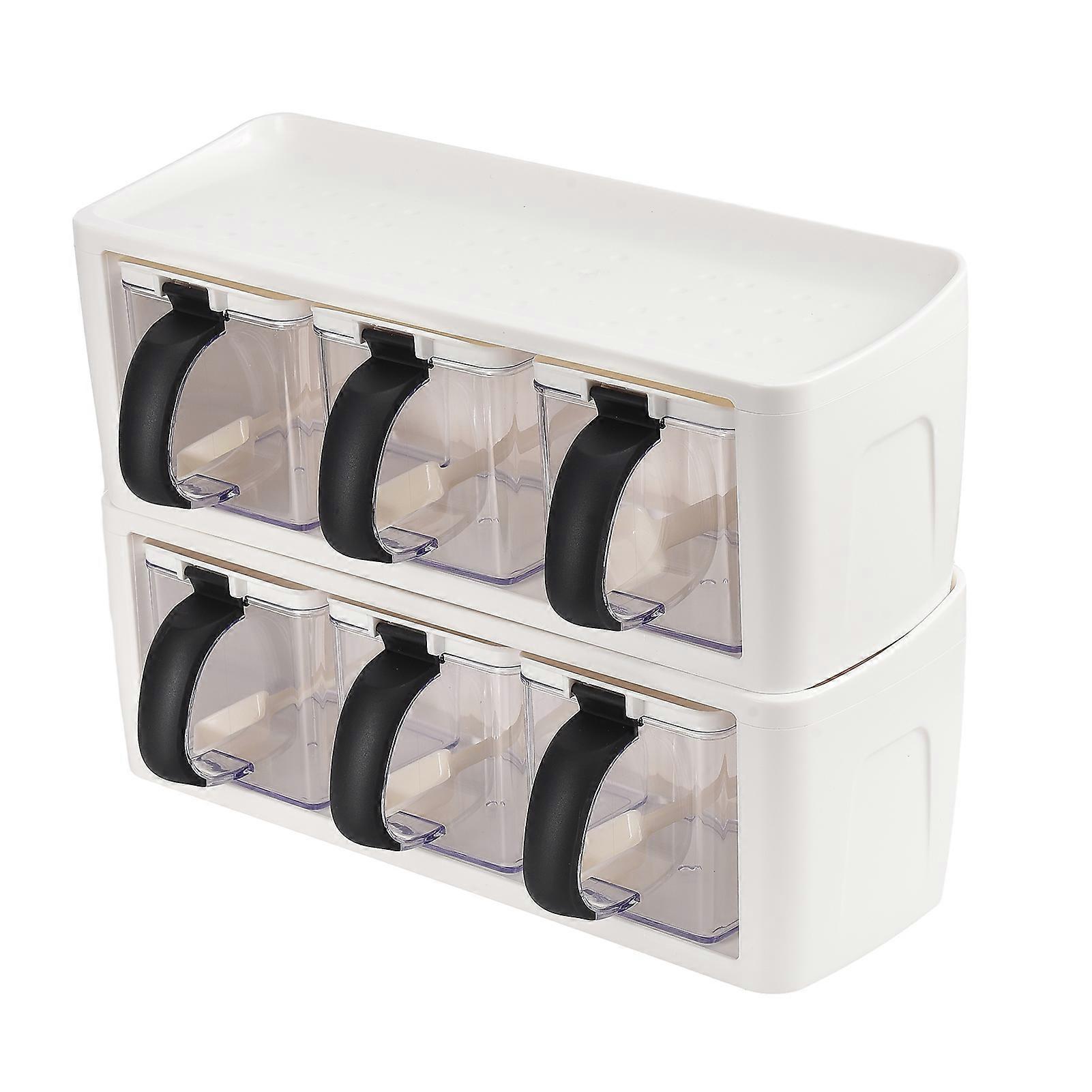 [Ande Online] (3-Grid/2-pack) Kitchen Set Home Combination Pack Multi Grid Seasoning Storage Box