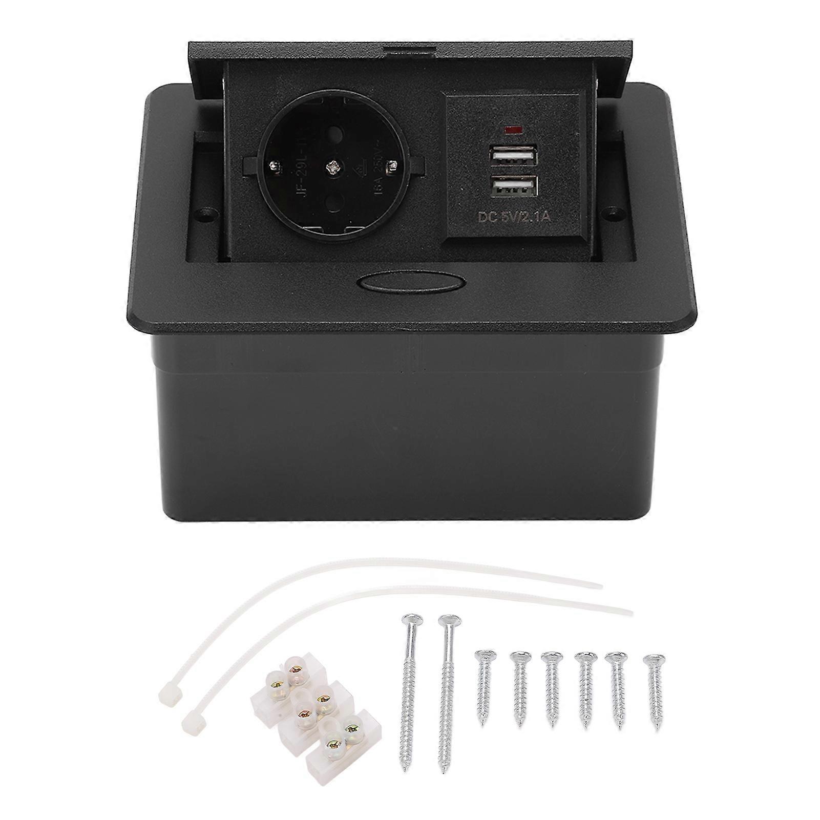 Desktop Socket Dual USB Port Bounce Table Power Strip Waterproof Connection Box Desktop Outlet EU Standard 250V