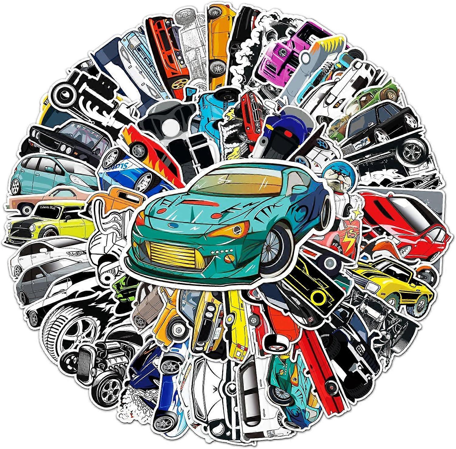 61 pcs Modified Cars Cartoon Doodle Car Stickers for Kids,Racing Car ...