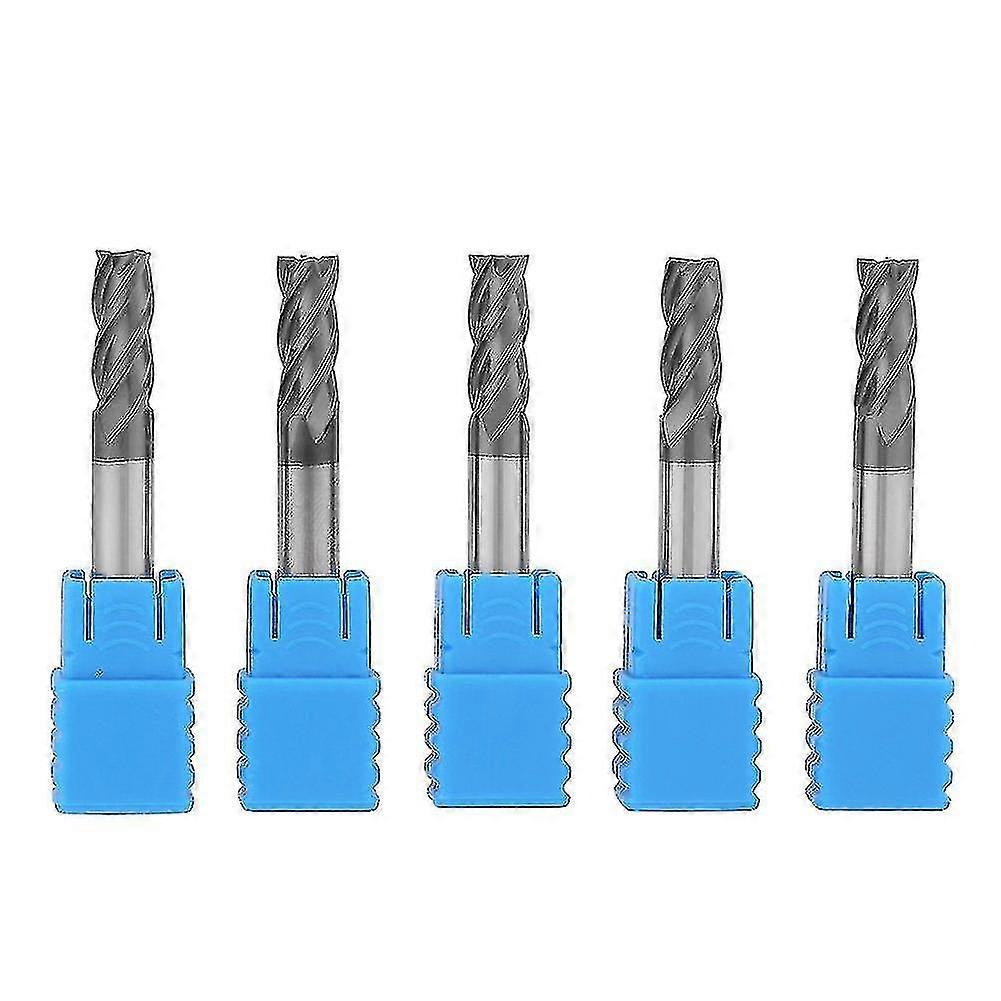 5pcs Cnc Milling Cutter Carbide End Mill 4 Flutes Milling Cutter Tool Kit 6mm Diameter X 50mm Lengt