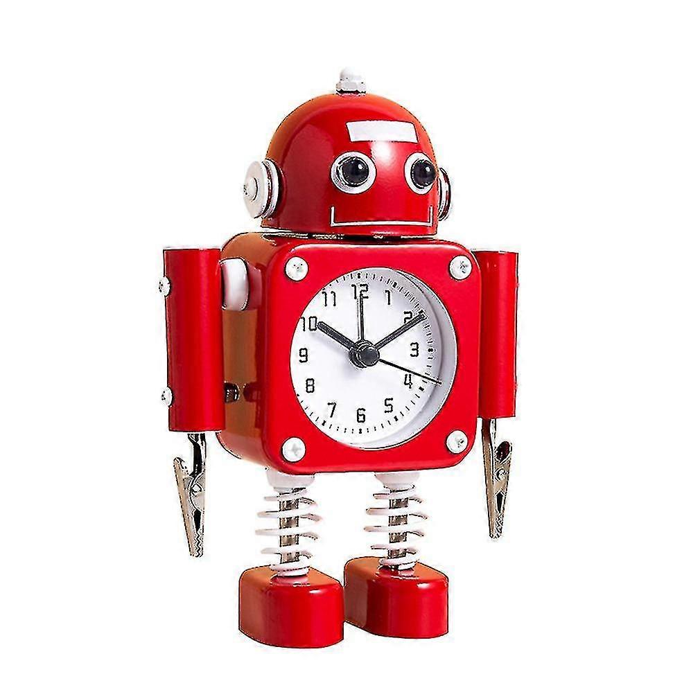 sajy robot student alarm clock creative desk small desk clock red
