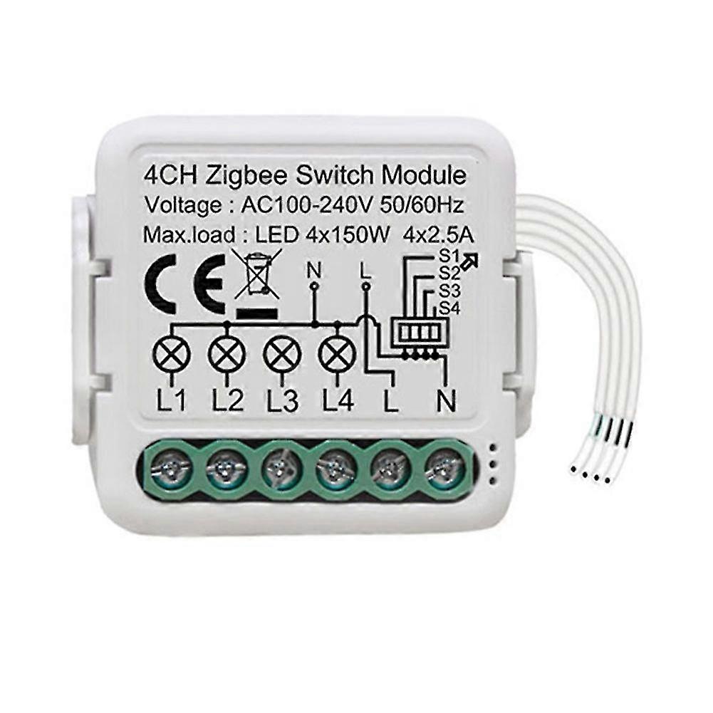 tuya zigbee smart switch module 4 gang compatible alexa home yandex