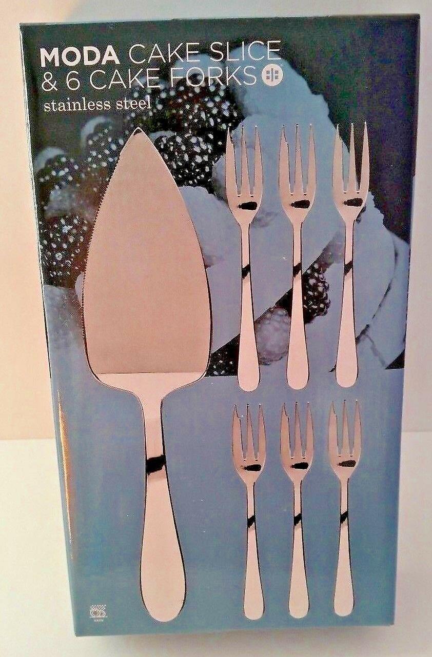 Moda Cake Slice & 6 Cake Forks Wedding Dessert Set Gift Box