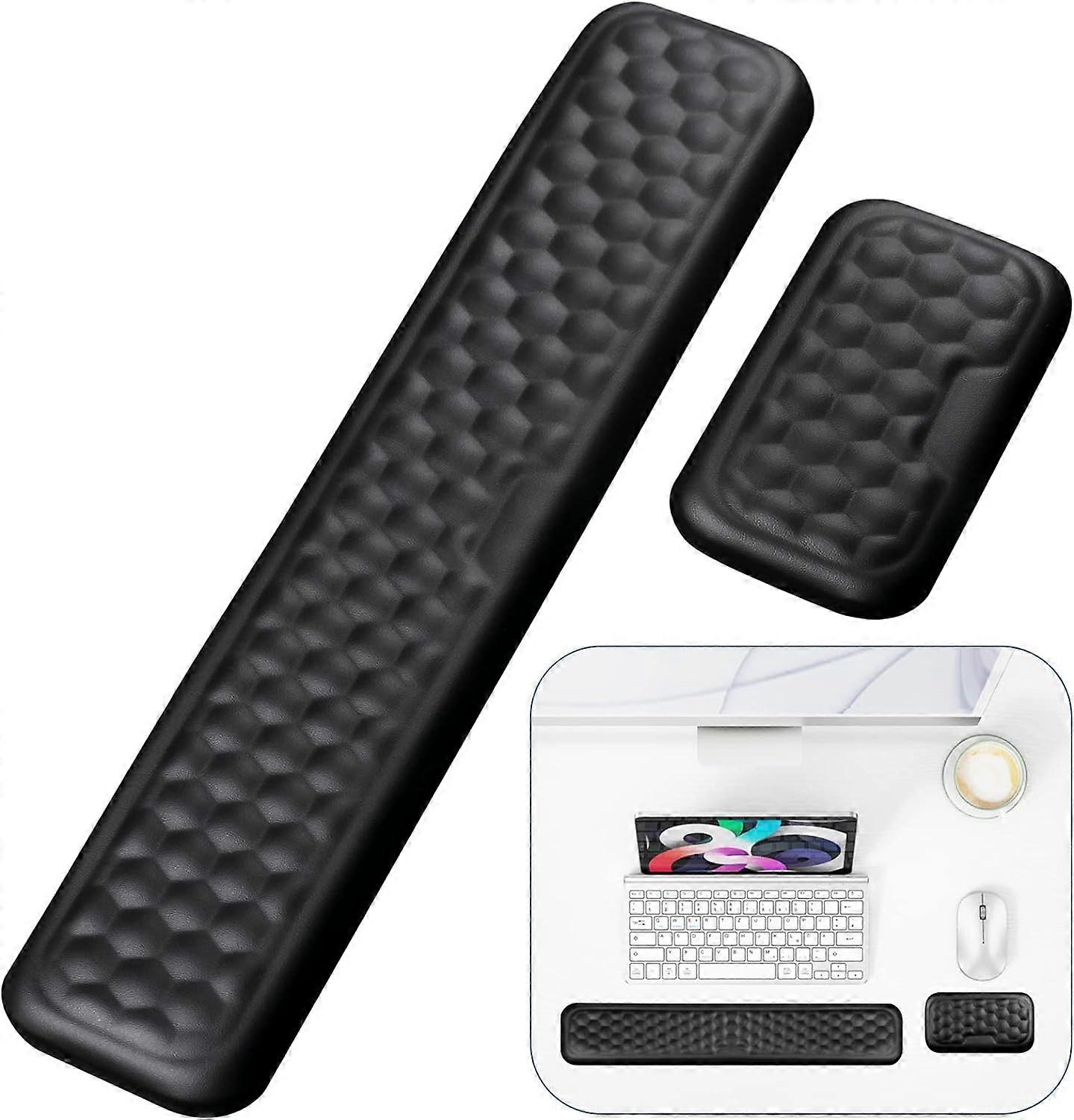 Mouse and Keyboard Wrist Rest, Soft PU Memory Foam, Ergonomic Wrist Rest with Anti-Slip Base and Pain Relief for Office, Laptops, Gaming, Typing,2024 