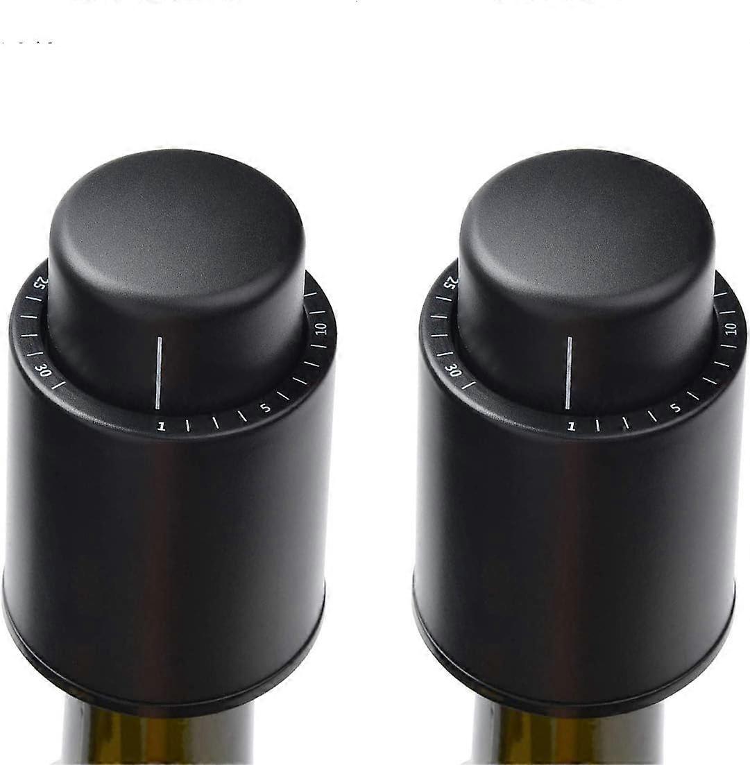 2 Pack Wine Bottle Stopper Vacuum with Time Scale Record, Vacuum Champagne Stoppers, Reusable Wine Preserver Bottle Saver, Wine Corks Keep Fresh, Fits