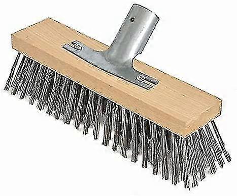 Scopa a setole in acciaio, 30 Cm con supporto per manico in metallo - 28 Cm - Testa scopa a spazzola - Corpo in legno di faggio di alta qualità