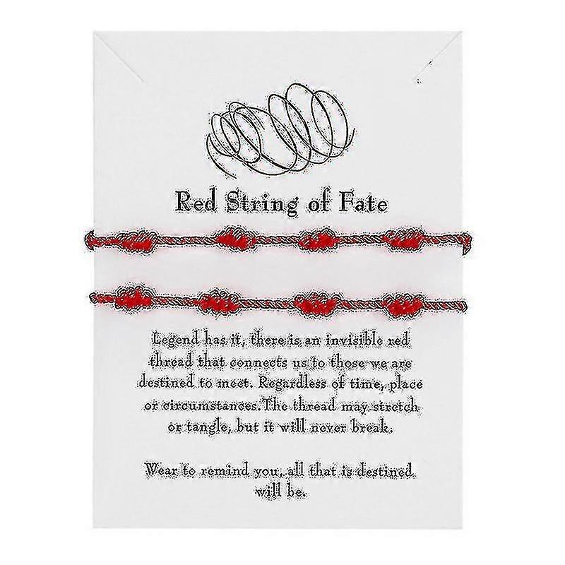 2 Pcs Lucky Red String Bracelet Kabbalah Amulet 7 Knots Protection Rope Gift