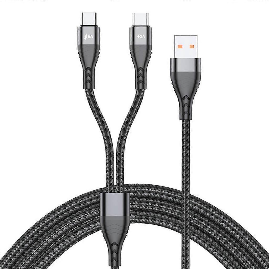 2 in 1 Multiple USB Cable Fast Charging Cord Adapter with 2 Type-C USB Port