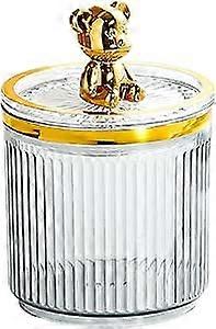 Qtip Cosmetic Storage Box with Lid for Makeup Remover and Household Supplies, Golden Gray