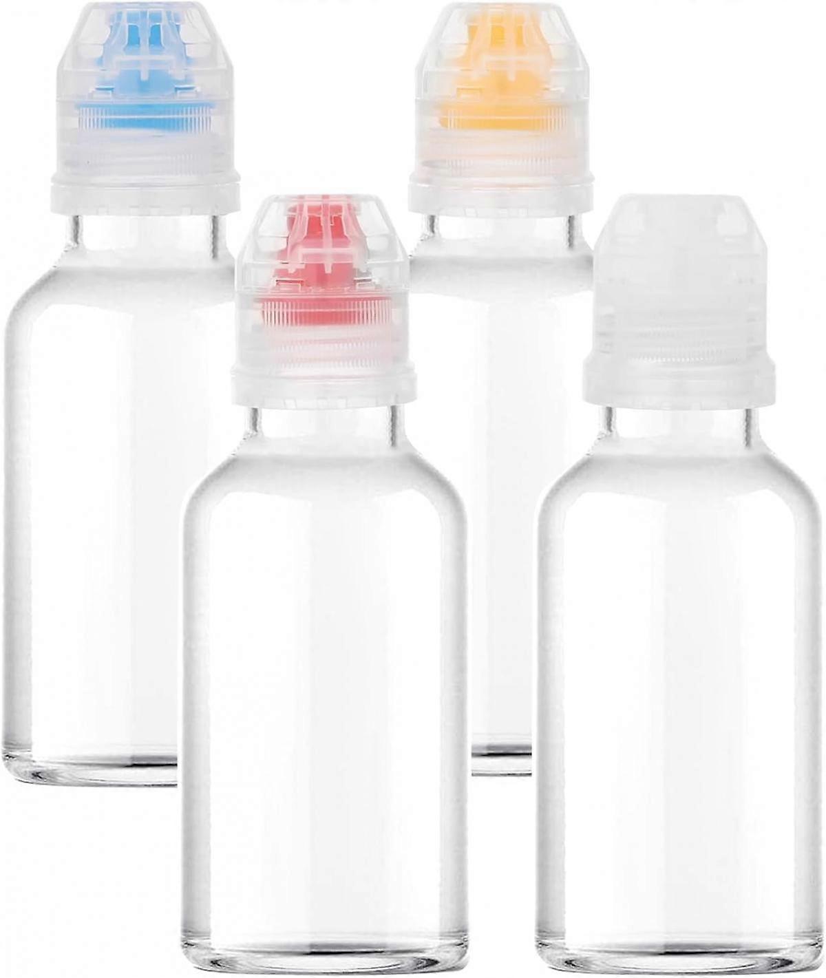Condiment Squeeze Bottle, 4 Pack Mini Condiment Bottles Reusable Plastic Squeeze Bottle with Flip Top Travel Condiment Containers Dispenser