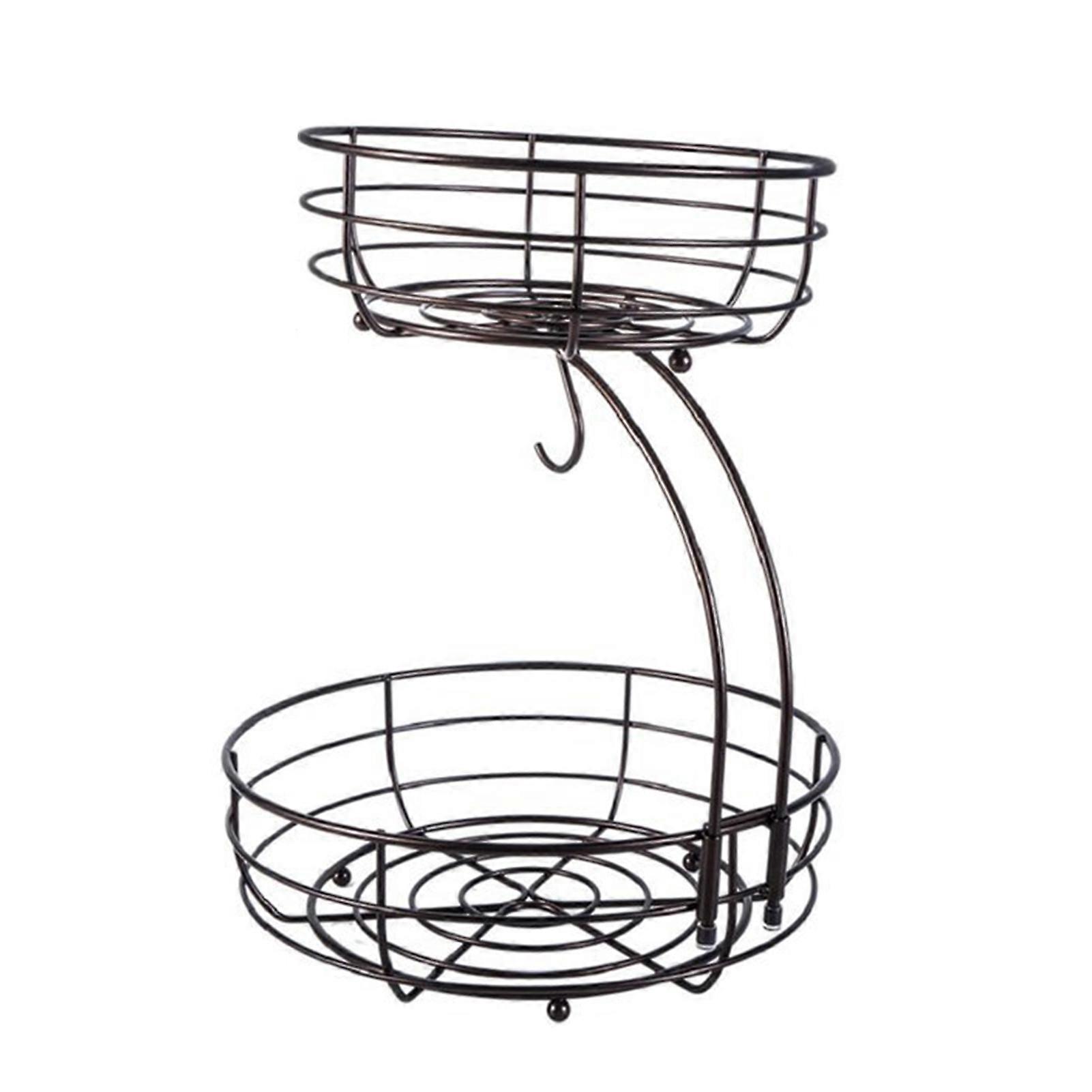 Double Layer Fruit Basket Large Capacity Multifunctional Fast Draining Storage Basket Removable Wrought Iron Vegetables Fruit Holder Kitchen Drain Bas