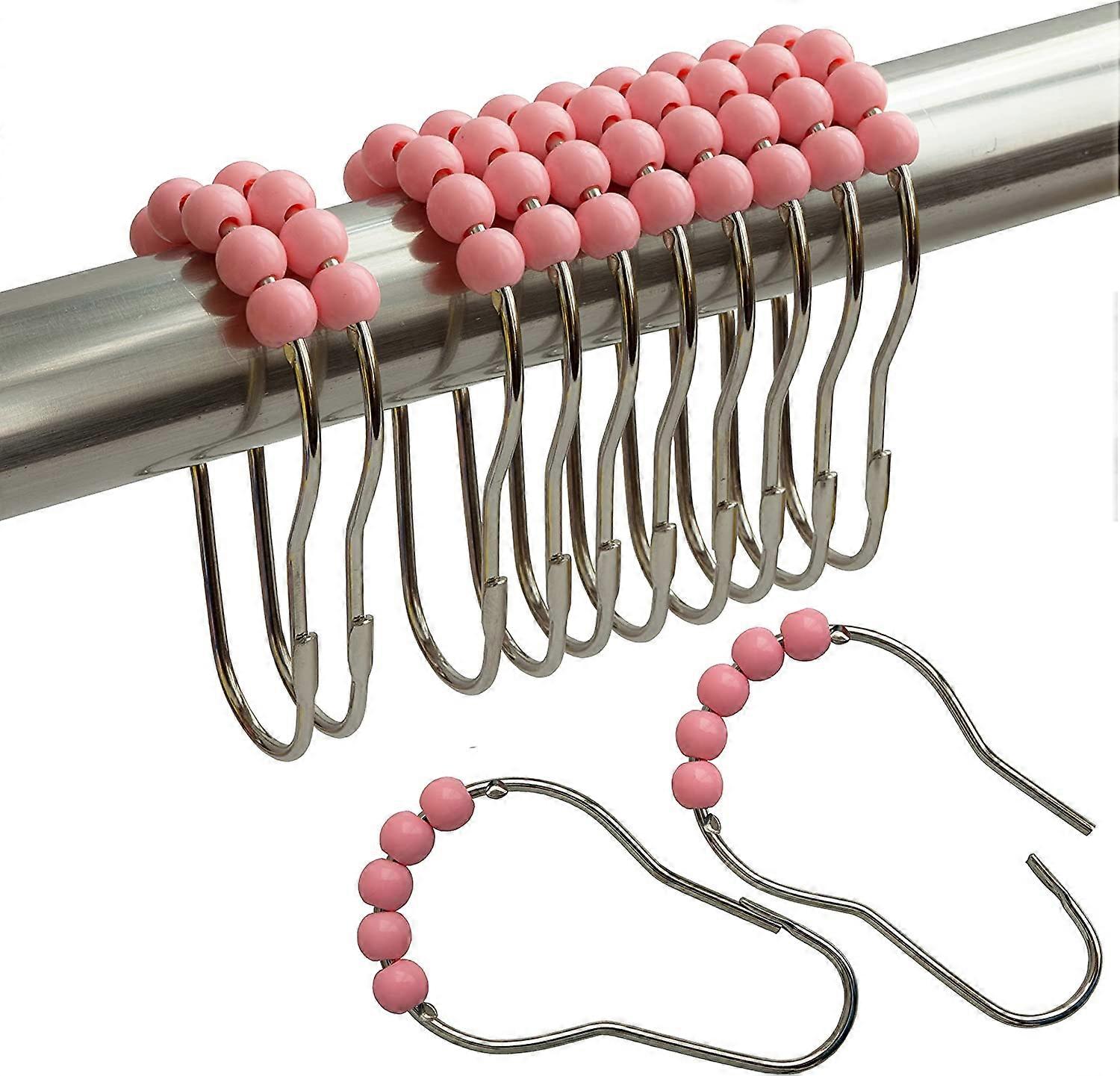 Shower Curtain Hooks Rings (Pink)