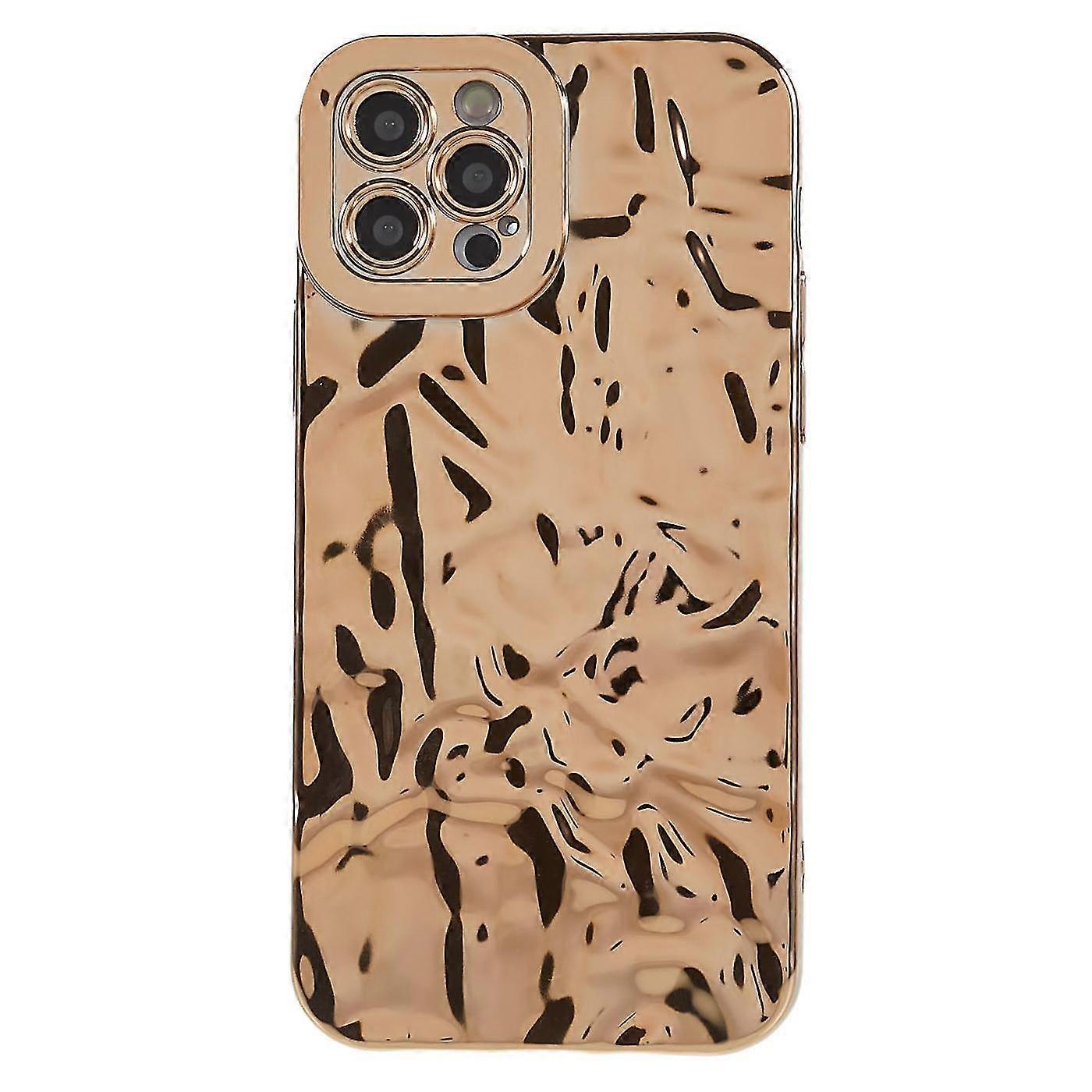 Phone TPU Case compatible with iPhone 12 Pro Max, Wrinkled Uneven Electroplating Smartphone Cover-Q