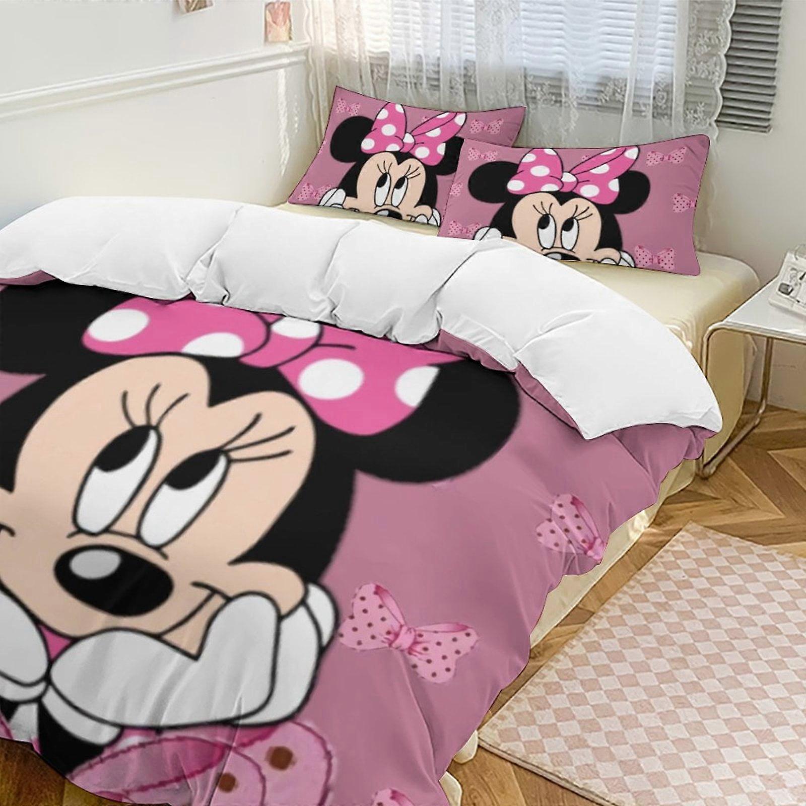 v4240  Bed Sheets Bedding Minnie MouseCartoon Collection 3-Piece Comforter Set, Personalized Bedding Decor for Kids And Teens  Bed Sheets  yuq4240