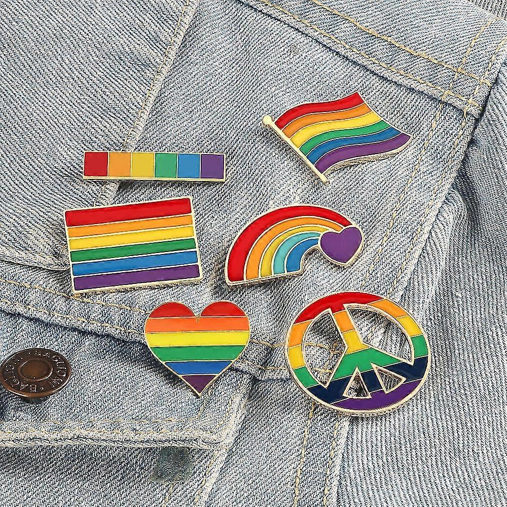Creative Rainbow Bridge Six Colour Rainbow Set Brooch Clothes Bag Badge