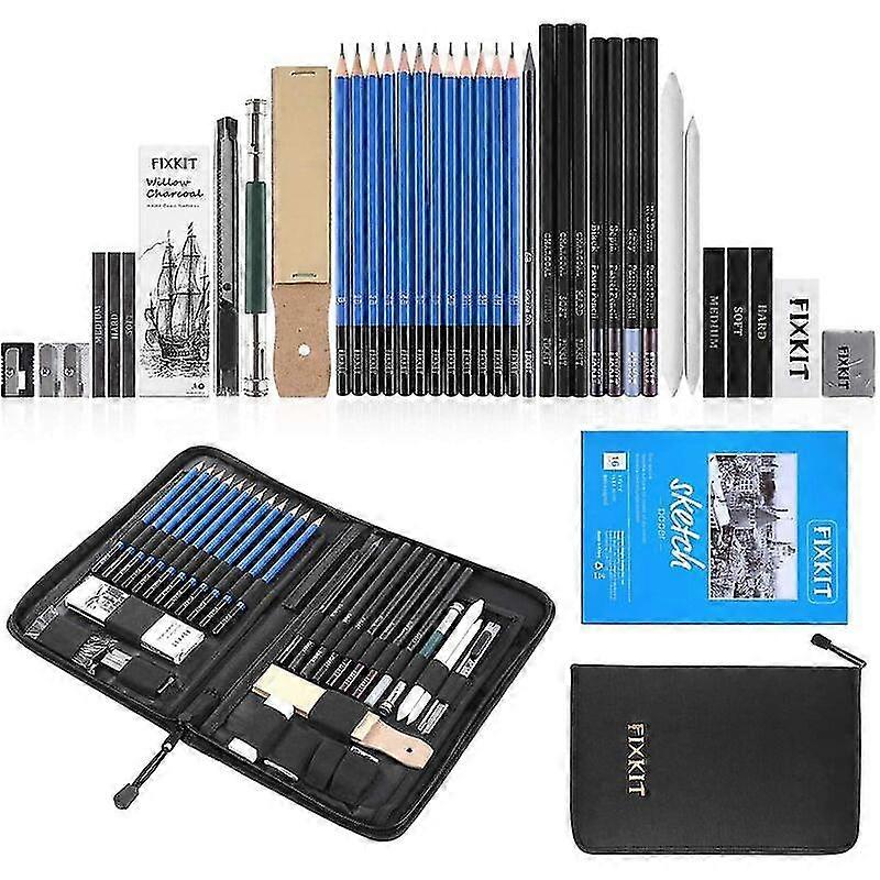 Professional Drawing Pencils,sketch Kit Pencils Set, Pouch With Zipper,includes Graphite Charcoal Pencils And Drawing Paperideal For Adults And Childr