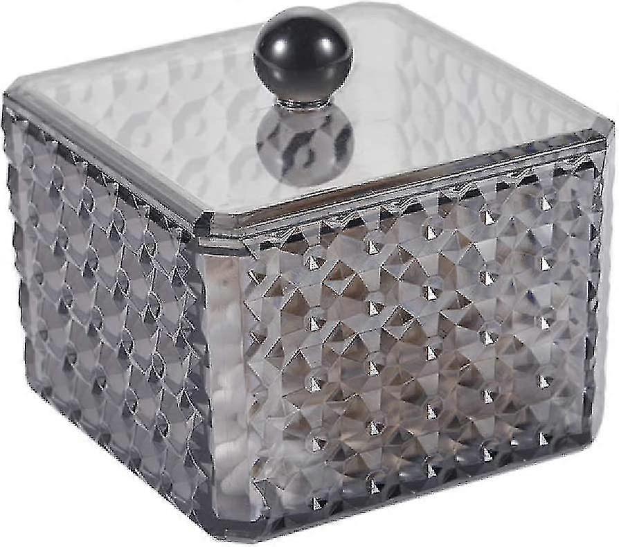 Storage Box For Makeup Remover Pads And Cotton Swabs With Lid (9.7*9.7*9.5cm), Storage For Cosmetics - Gray