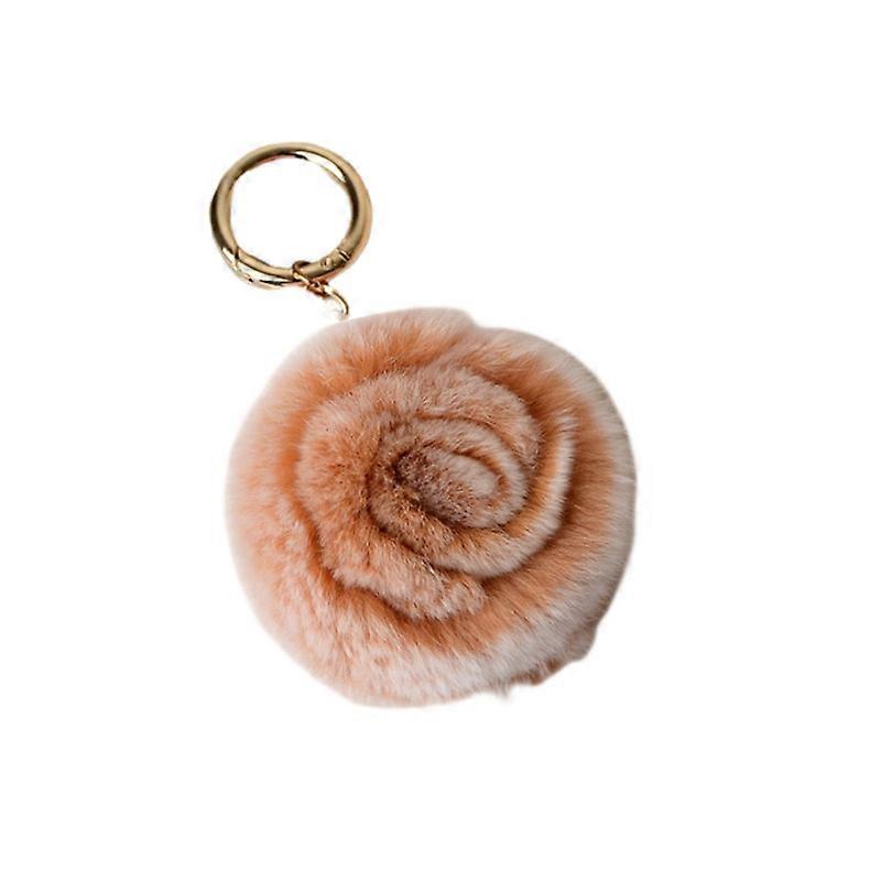 MIMIGO Cute Real Rabbit Fur Ball Pom Pom Keychain Car Key Ring Handbag Tote Bag Pendant Purse Charm Flower
