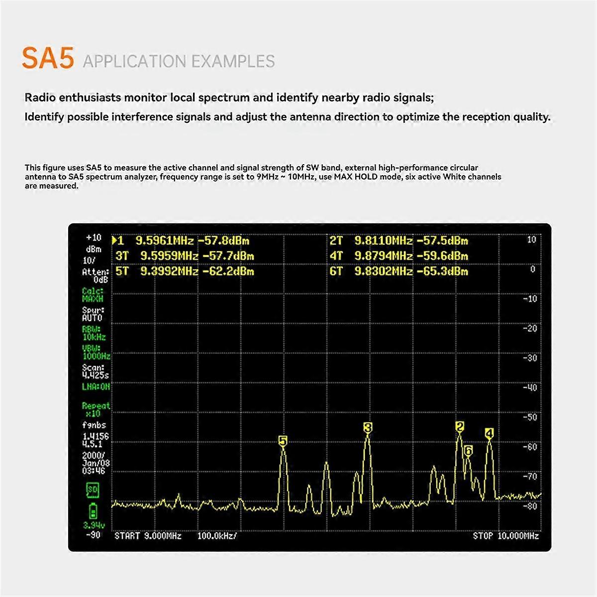 4inch IPS LCD SA5 Multi-Function Handheld Spectrum Analyzer 100k-5.3GHz Signal Generator with Battery