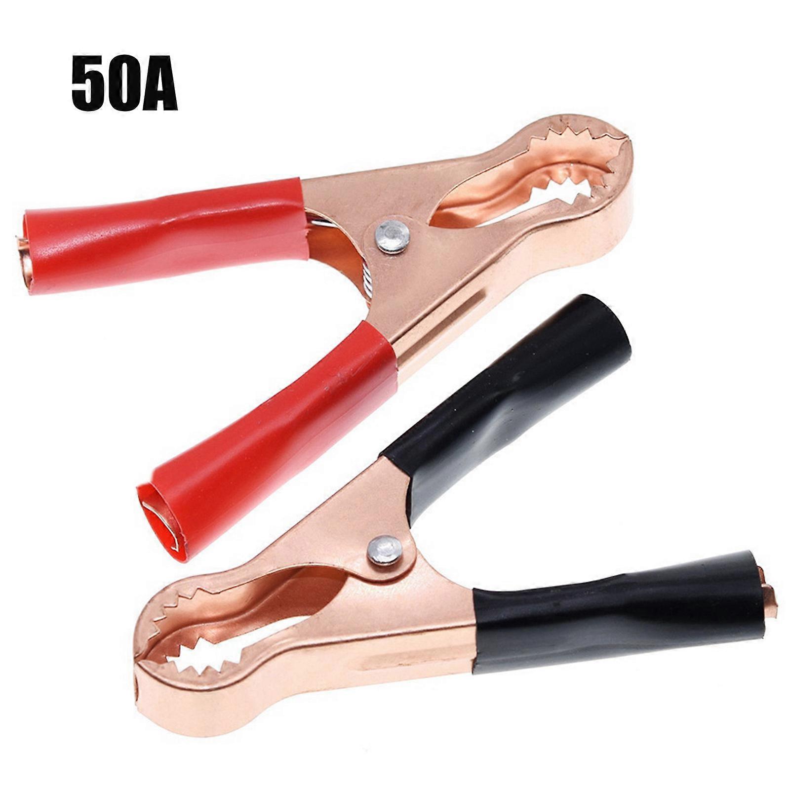 2Pcs 30A/50A/100A Red + Black 70mm/80mm/90mm Insulated Crocodile Car Caravan Van Battery Test Lead Clips Best Promotion