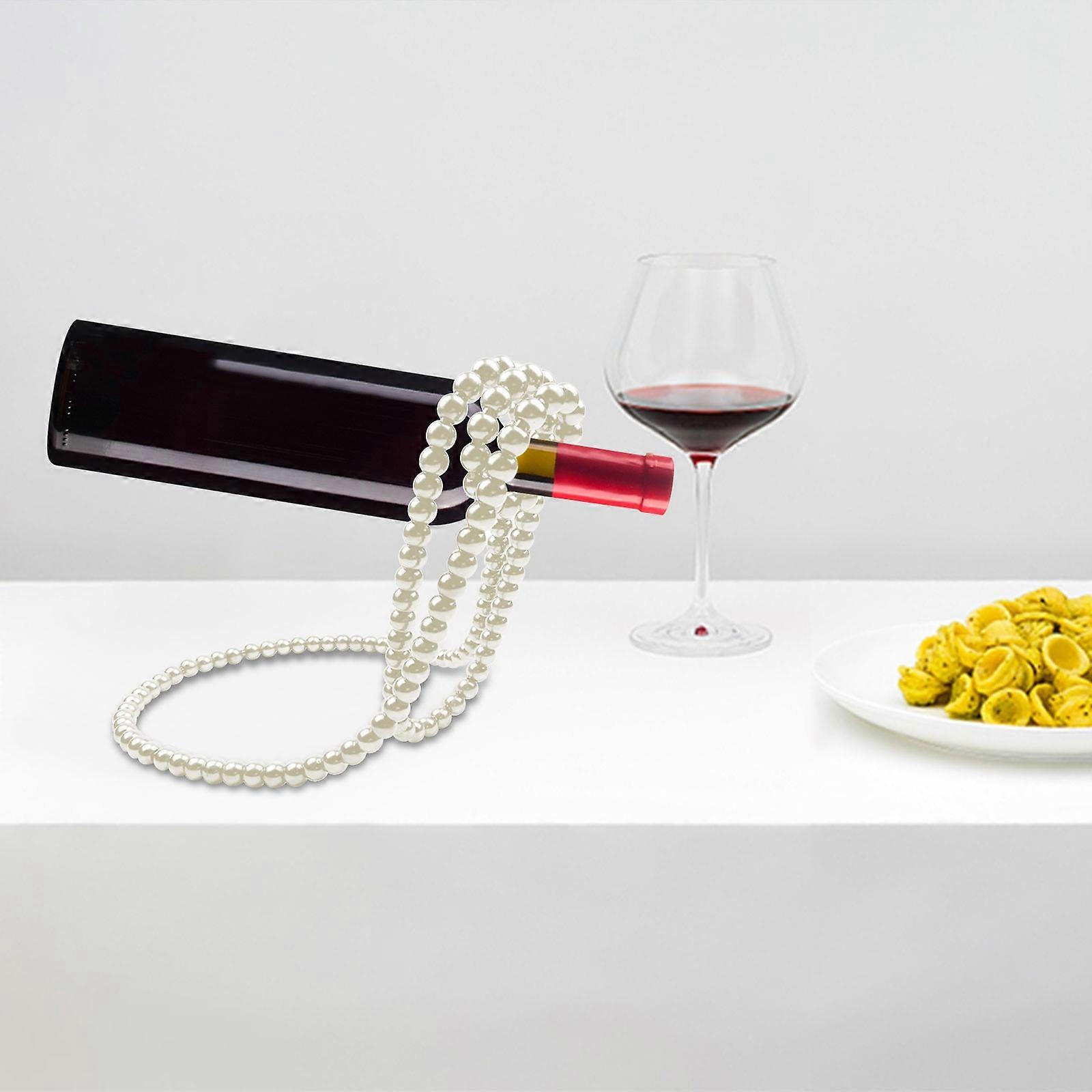 Artificial Pearl Necklace Floating Wine Rack, Suspended Red Wine Rack, Light Luxury Style Decoration,Wine Bottle Stand for Bar And Home