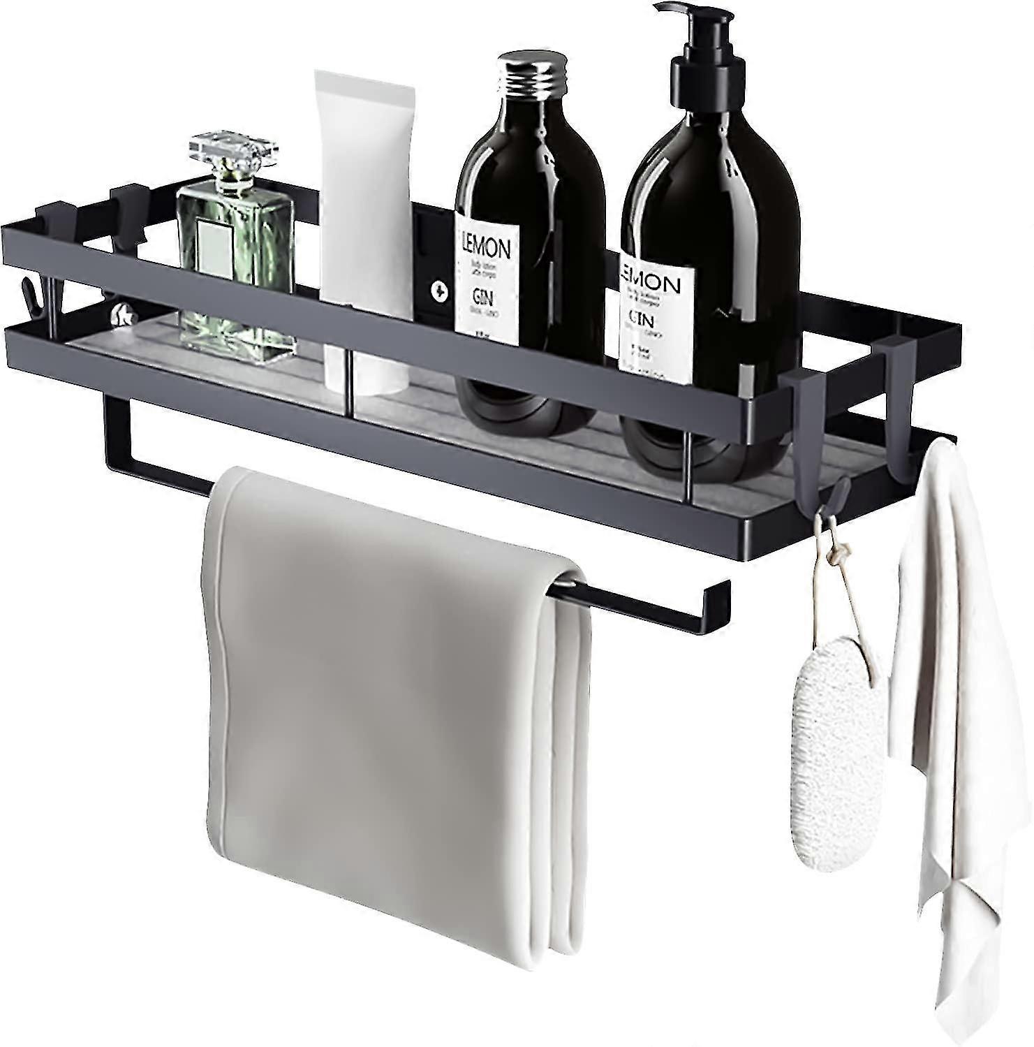 Spice Rack Kitchen Wall Organizer - No Drilling, Hanging Shelf with Roll Holder and Hooks
