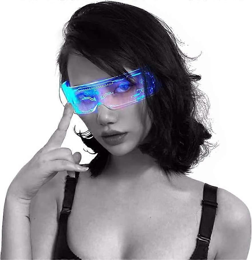Cyberpunk Glasses LED Light Up with 7 Colors 5 Modes, Visor Sunglasses for Cosplay Take Photo Gig Bar Club Party DJ Halloween(A Upgrade Bilateral Colo
