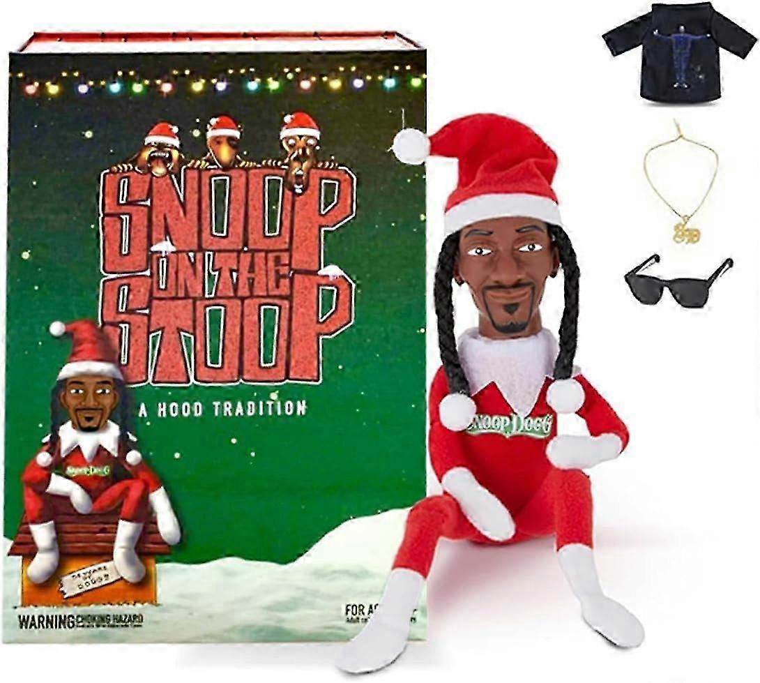Păpușă superioară HaKeLai Christmas Elf cu Snoop on a Stoop, accesoriu cutie cadou rafinată, decorațiuni de masă pentru pom de Crăciun pentru casă