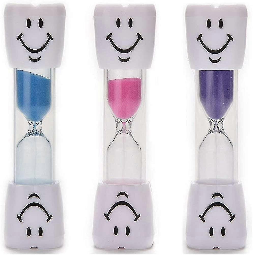 3-pack Barntandborste Timer, 2 minuters smiley timglas, timglas