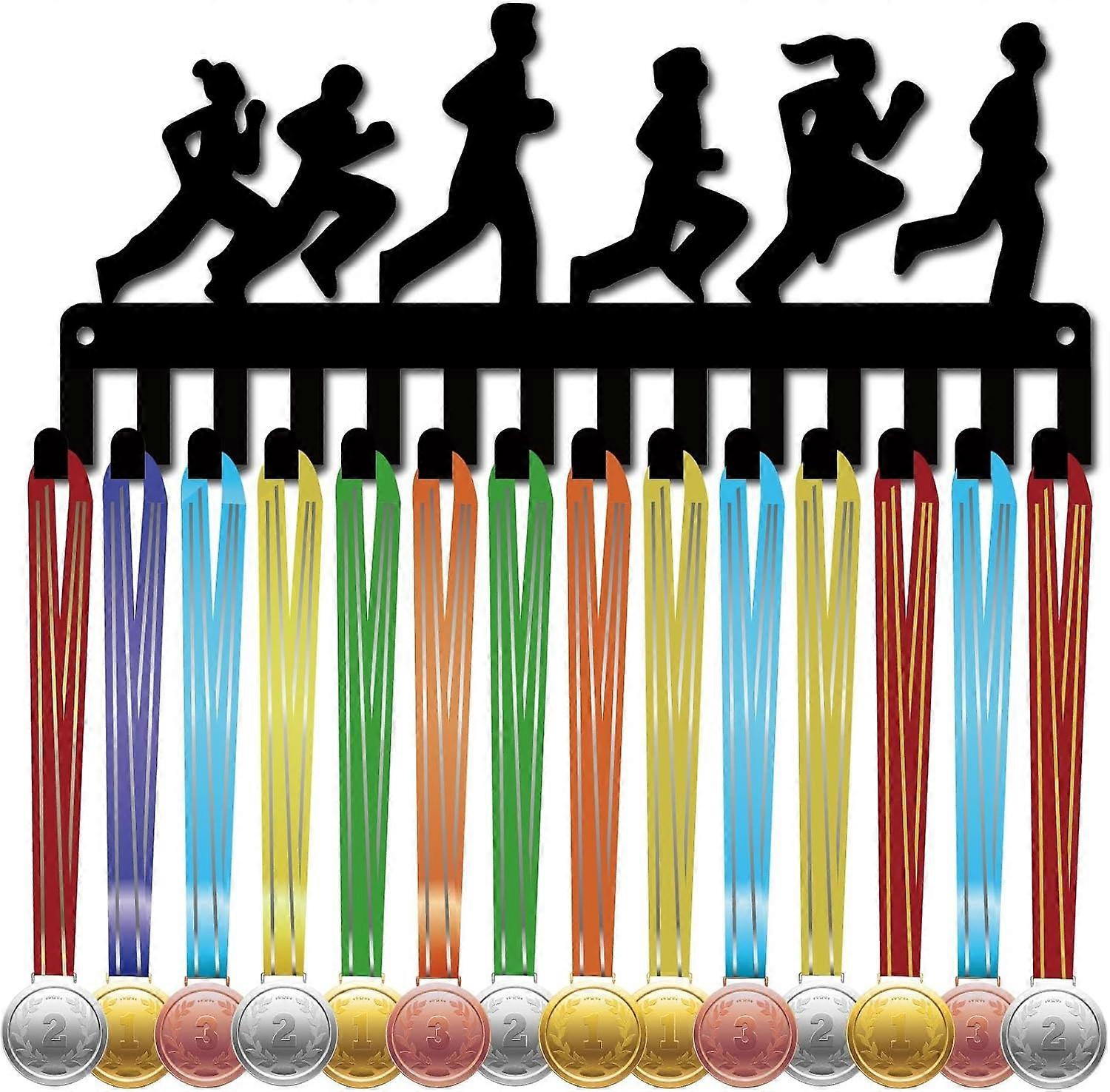 Run Medals Holders Medal Display Hanger Small Medal Rack Organizer Metal Ribbon Display Shelf Stand Frame Decor Wall Mounted Hanging with 20Hooks for