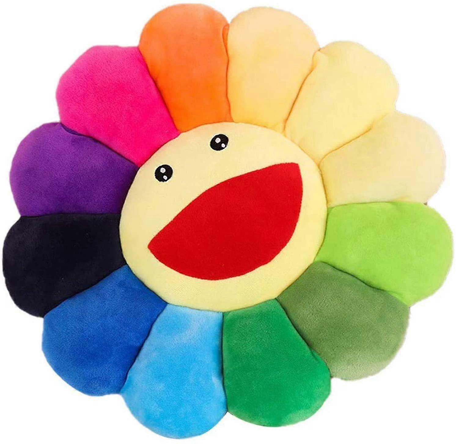 Flower Cushion Sunflower Pillow, Smile Face Cushion Mat Pillow Colorful Sun Flower Plush Toy For Hom
