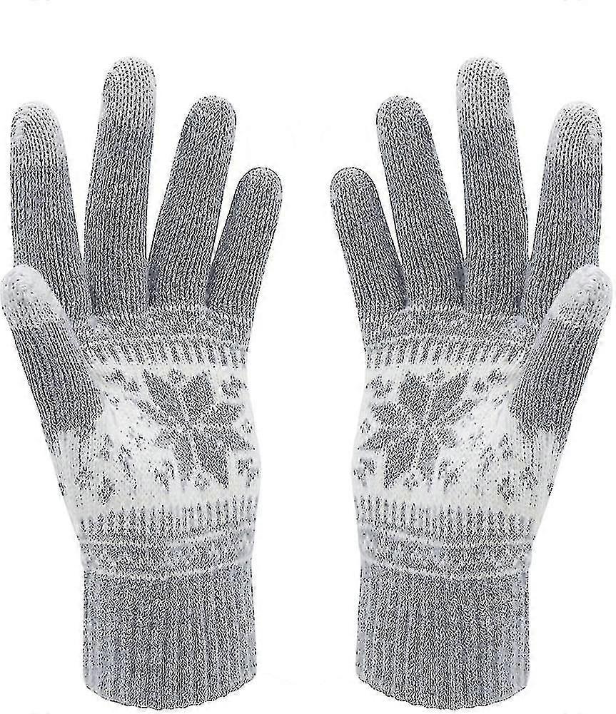 Winter Touch Screen Gloves Snow Flower Printing Keep Warm