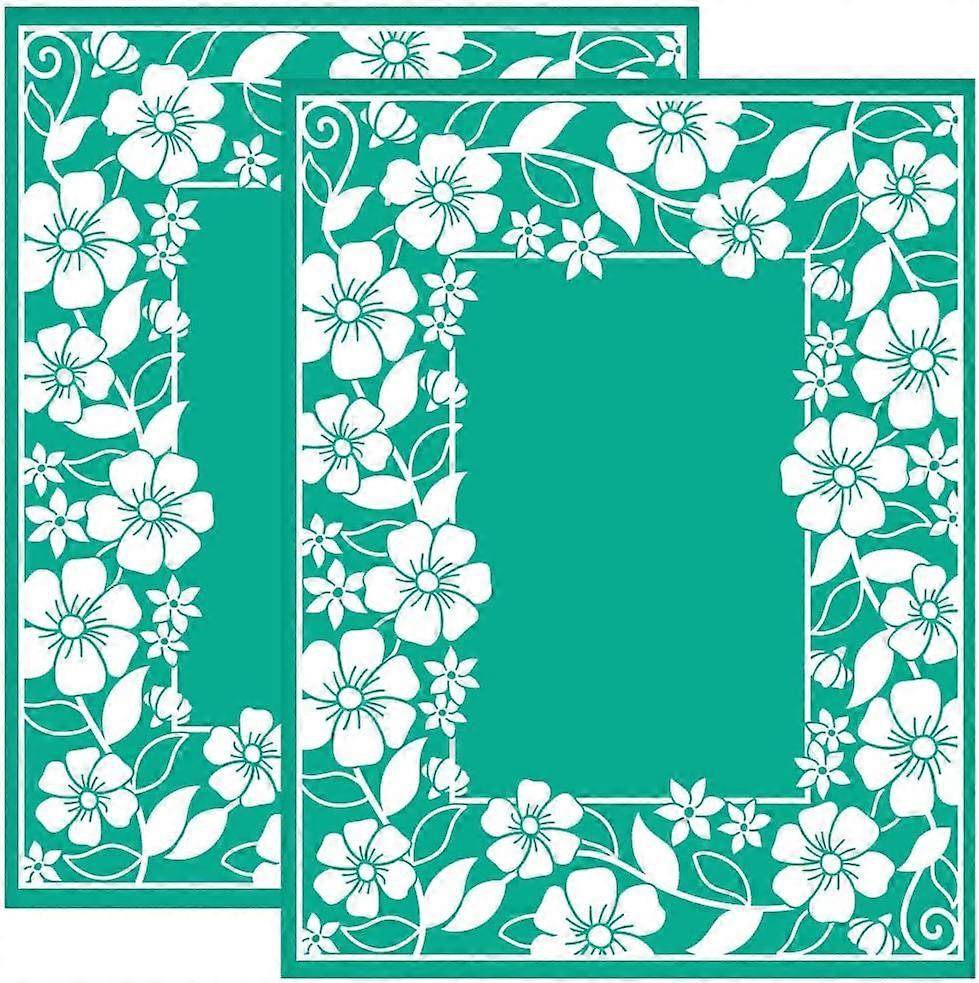 2Pcs 8.6x11 Inch Photo Frame Self-Adhesive Silk Screen Printing Stencil Vine Flowers Silk Screen Stencil Flowers Frame Reusable Mesh Stencils Transfer