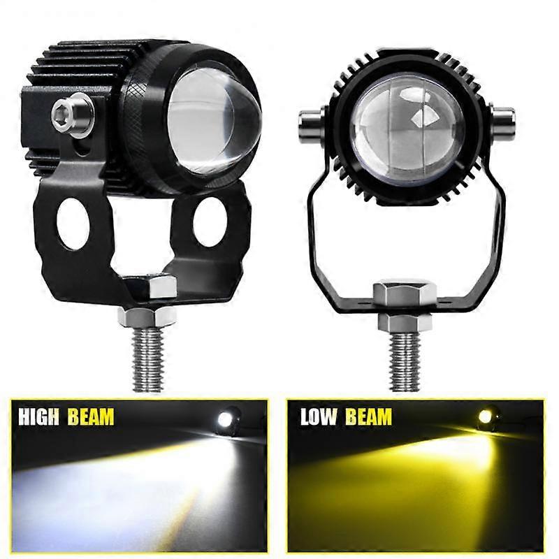 6000K 60W Motorcycle Spotlight Headlamp Led Two-Color Small Steel Gun Far And Near Integrated Waterproof Super Bright Bulbs
