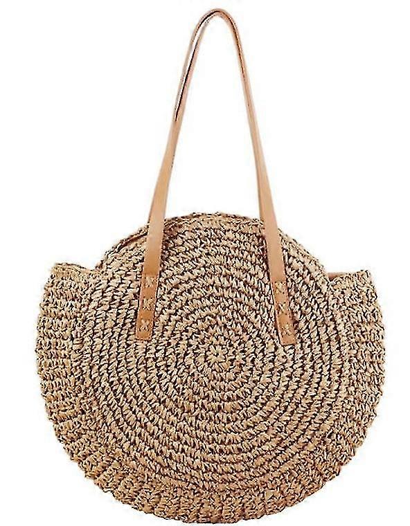 Retro forest round crochet straw bag