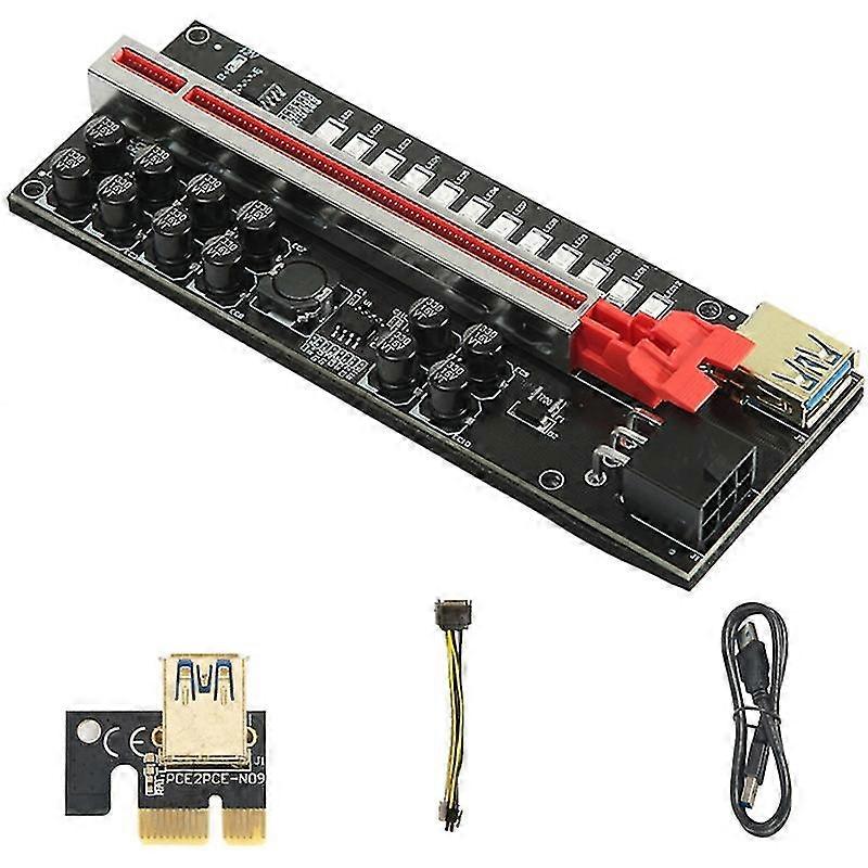 Pci-e Riser Board 1x To 16x Adapter Card Pci-e Graphic Card Riser 6pin Power
