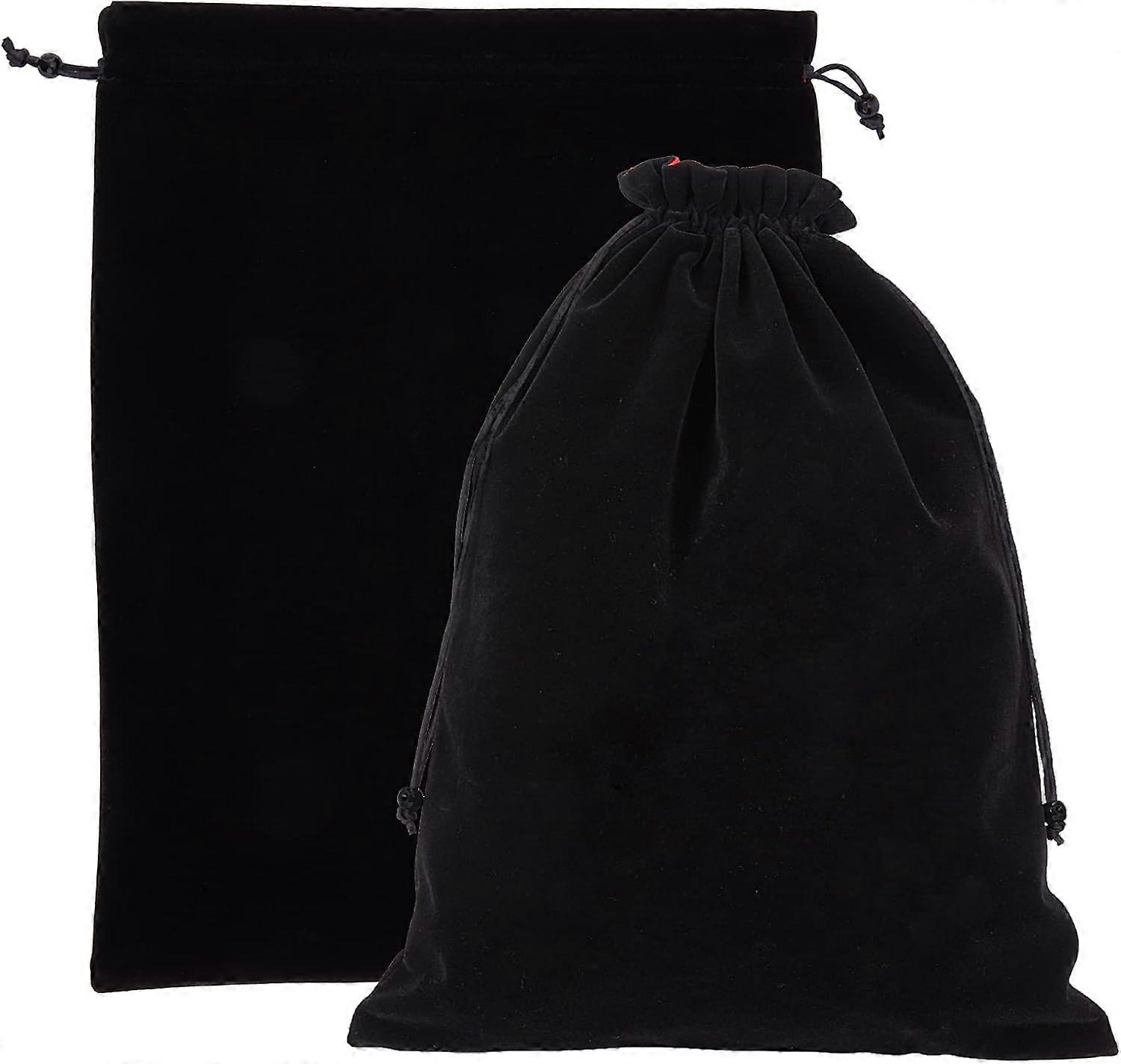 2-Piece Large Black Velvet Rectangle Gift Bag