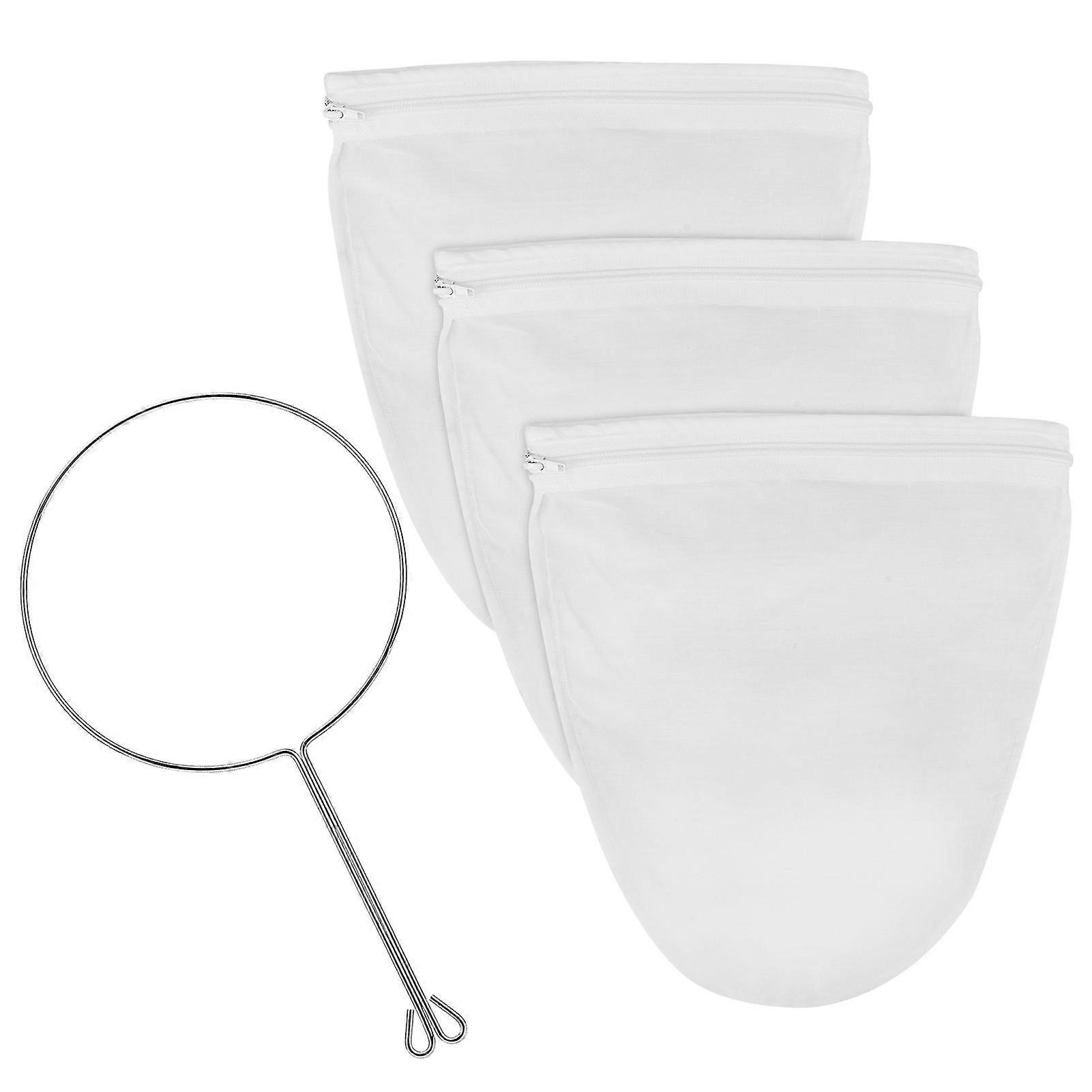 4pcs With Handle Fine Mesh Fresh Cheese Strainer Bag Set Stainless Steel Frame