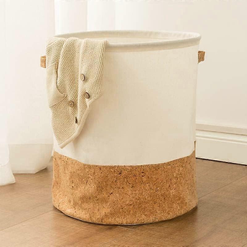 Laundry Basket-Collapsible- Easy to Carry- Easily Washable and Adjustable-Foldable (Off White & Brown)