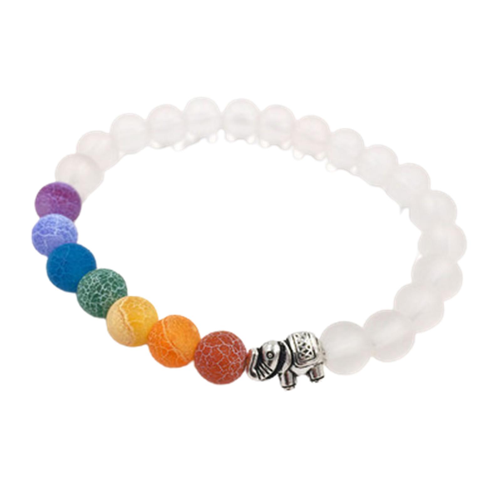 7 Chakra Bracelet 8mm Black Frosted Bracelet 3d Buddhas Head + Energy Stone Colorful