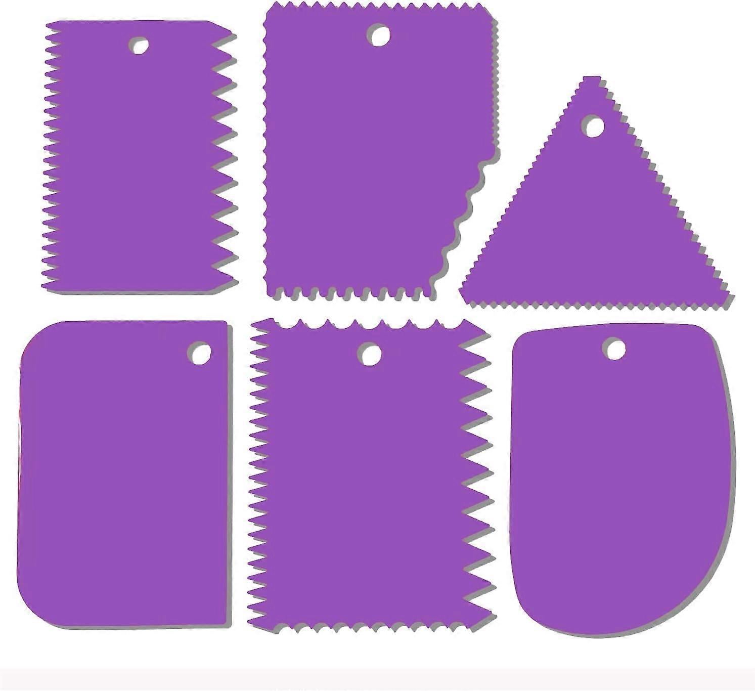 Cake Smoothing Scraper,Dough Scraper Frosting Scraper Polishing Tool,Frosting Smoothing Plastic Serrated Cake Frosting Kitchen Baking Cake Edge Purple