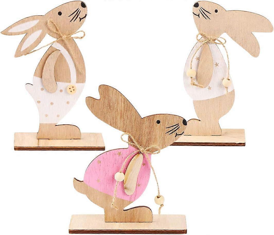 Easter Decoration, Easter Bunny Decoration, 3pcs Wooden Easter Bunny Easter Decorations