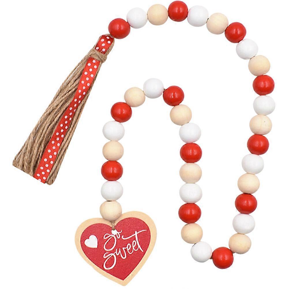 Rustic Wood Beaded Garland Valentine's Day Bead String Hanging Decor Hanging Beaded Garland