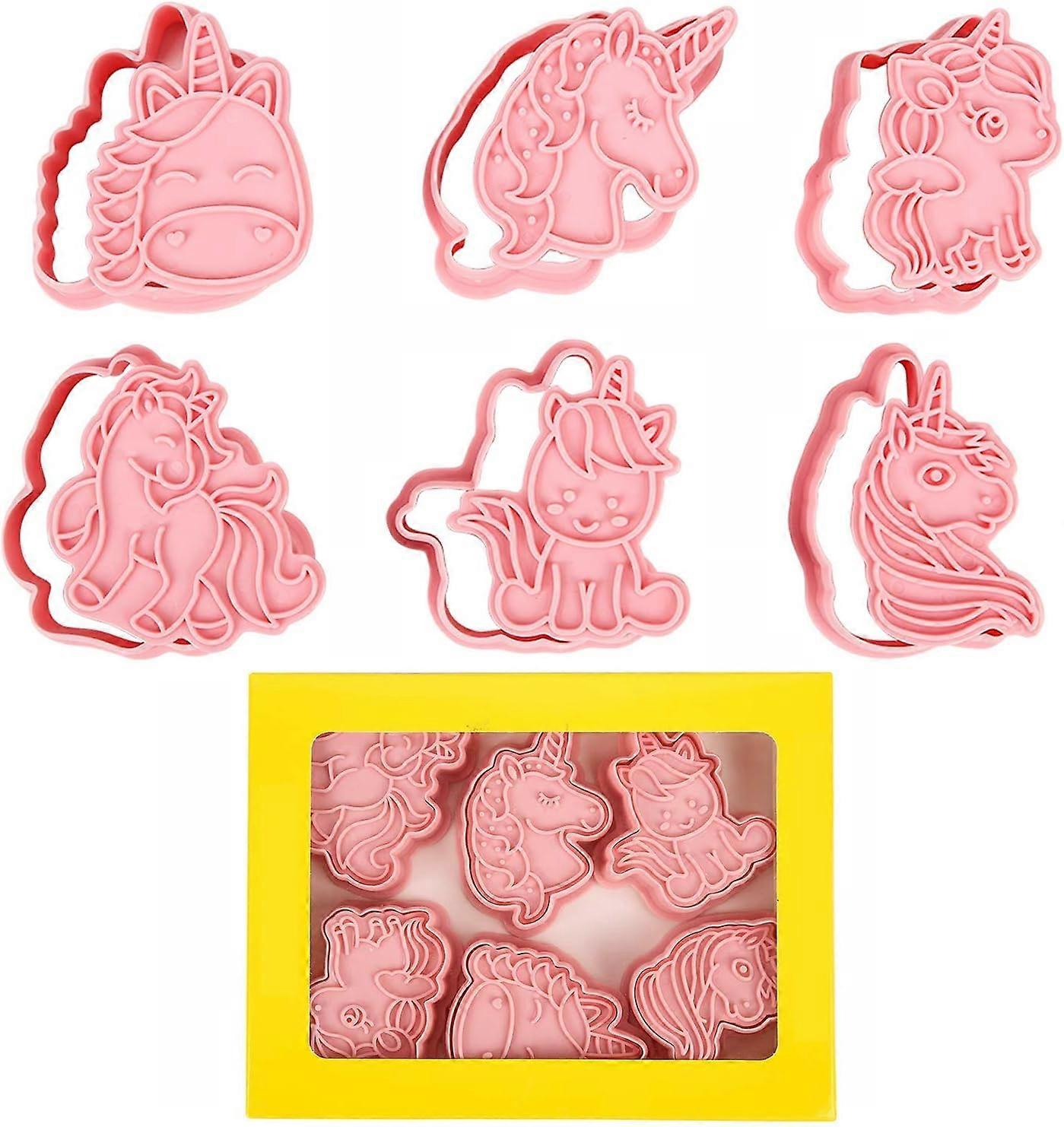 PCS Unicorn Cookie Cutter Plastic Stamp Cookie Cutters Forms for Kids Biscuit Cutters Kids Unicorn Baking Set for DIY Baking.