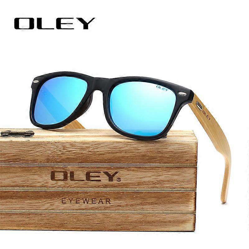 OLEY Brand Bamboo Leg Polarized Sunglasses men Classic Square