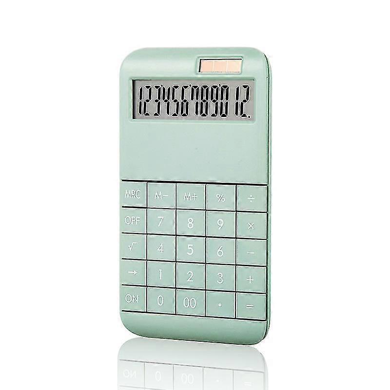 Green Desktop Calculator Standard Function, 12 Digit Large Lcd Display And Big Key, Battery/solar Powered