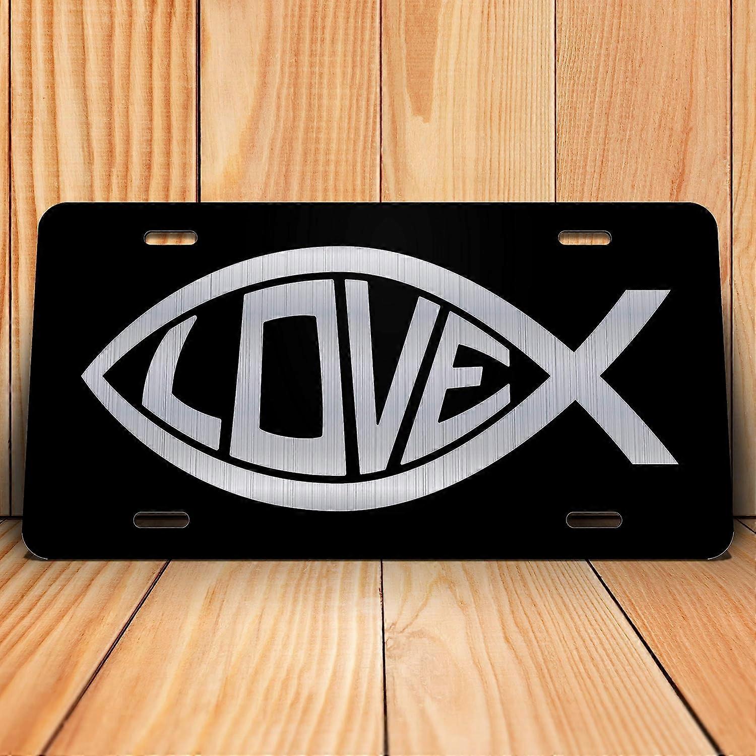 Placa de Licença de Alumínio Gravada Jesus Fish Ichthys | 6 polegadas por 12 polegadas | Carro Caminhão RV Trailer Wall Shop Man Cave | VLP769