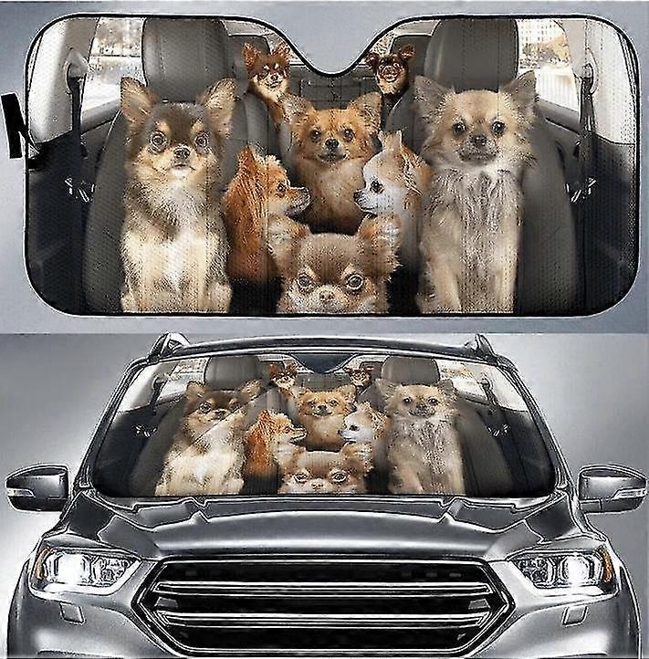 Csivava autós napellenző, Csivava szélvédő, Kutyák családi napellenzője, Kutyák autós kiegészítői, Autódekoráció, Ajándék Csivava szerelmeseknek