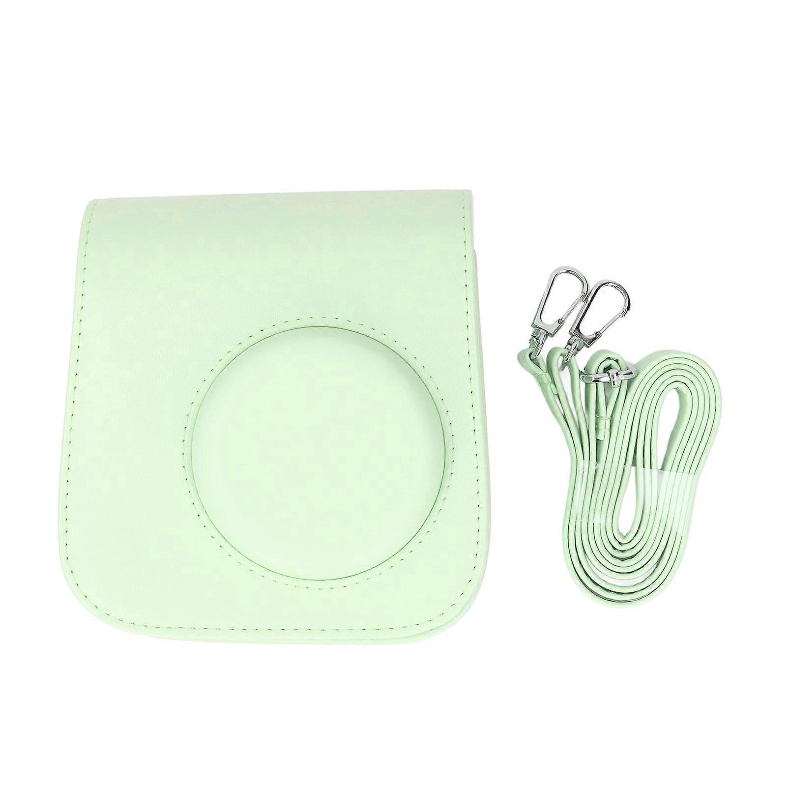 Instant Camera Protective Case with Removable Adjustable Strap Retro Rain Proof Scratch Resistant PU Leather Bag for Mini SE 7 Plus Green